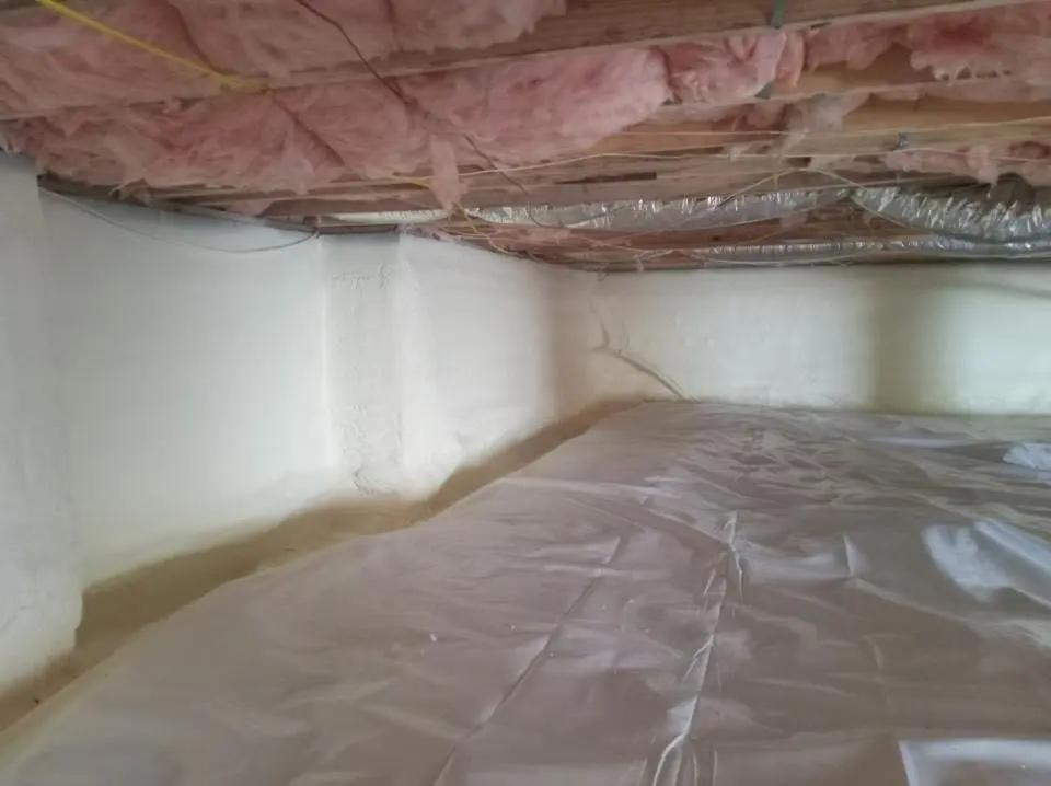 Crawl space encapsulation with closed-cell spray foam for Commercial Roof Restoration in Thatcher